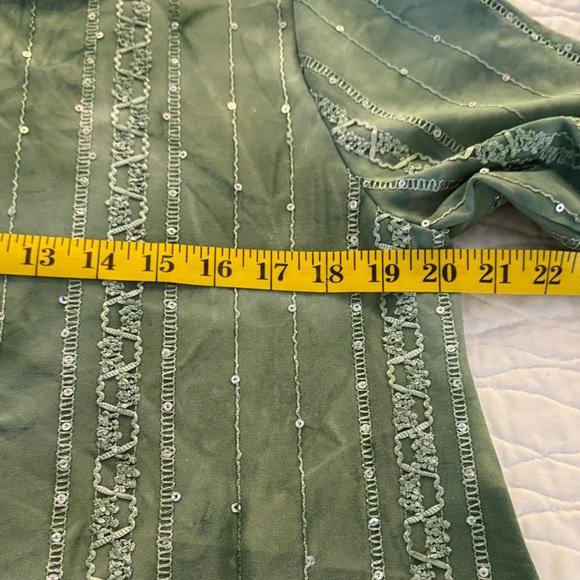 Ruby Rd. Green Tunic with Shimmering Stripes and Sequins - Picture 6 of 7